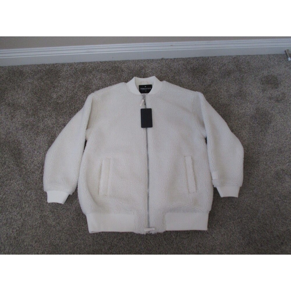 NWT Fabletics Teddy Oversized bomber Jacket White Size XL Realxed Fit $129
